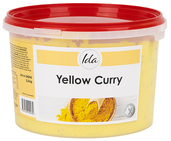 Yellow Curry 2,5 kg IDA Storkök. Hink med rött lock